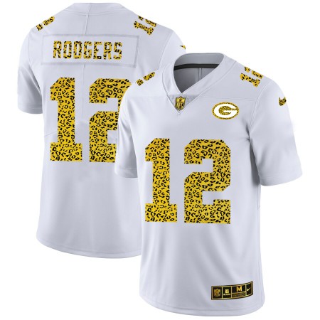 Green Bay Packers Tröjor Aaron Rodgers 12 Nike Flocked Leopard Print Vit - Herr Green Bay Packers Tröjor Aaron Rodgers 12 Nike Flocked Leopard Print Vit - Herr